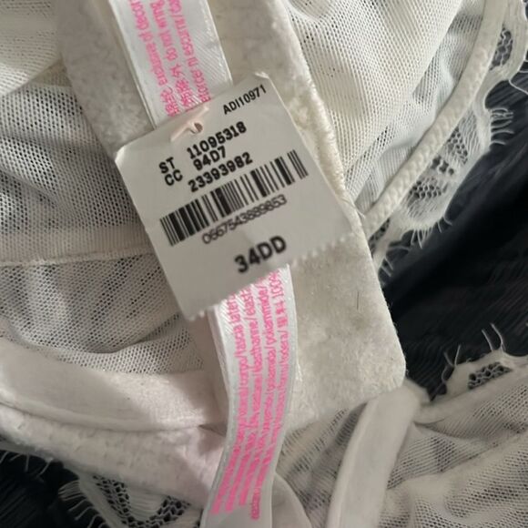 Victoria’s Secret Pink unlined underwire floral lace bra White 34DD - Picture 3 of 3